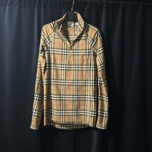 Burberry Plaid Print Mock Neck Top